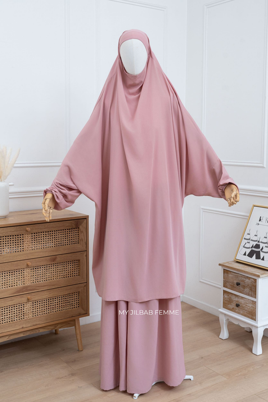 Jilbab 2 pièces - Rose - Petite Taille