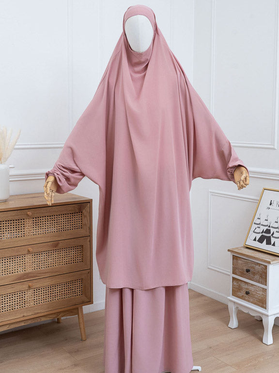 Jilbab 2 pièces - Rose - Petite Taille