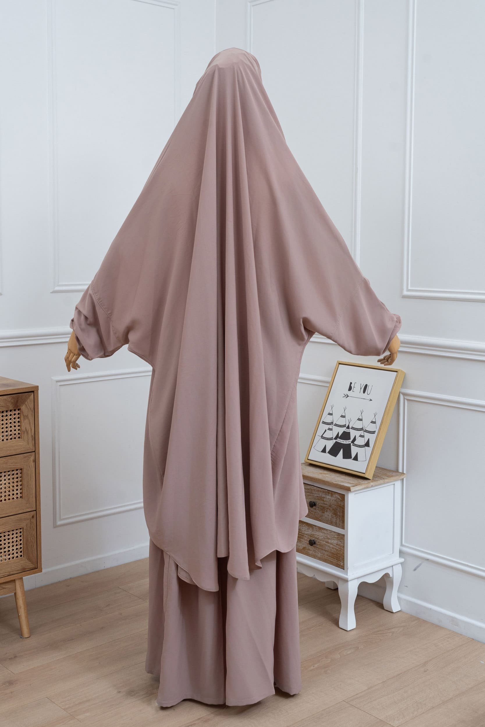 jilbab deux pièces taupe clair dos