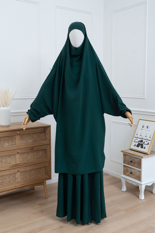 jilbab deux pièces vert forêt face
