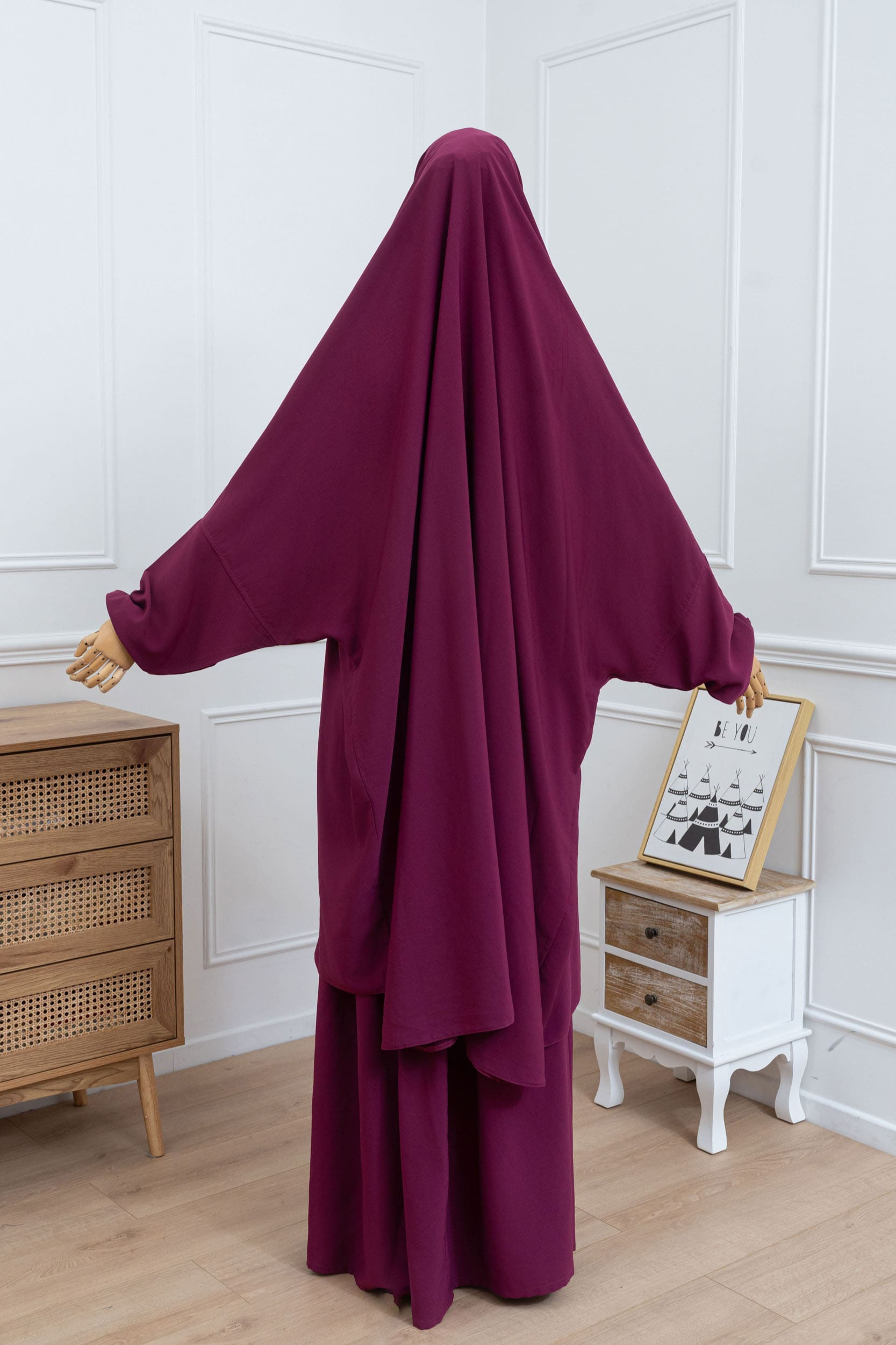 jilbab deux pièces fuchsia dos