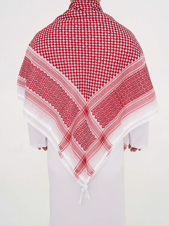 Keffieh Saoudien Blanc & Rouge - Shemagh
