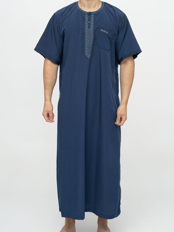 Qamis Marocain Manches Courtes premium - Bleu marine