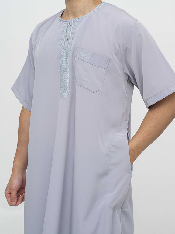 Qamis Marocain Manches Courtes premium - Gris
