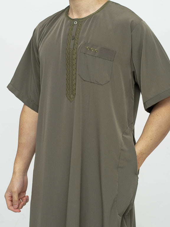 Qamis Marocain Manches Courtes premium - Kaki