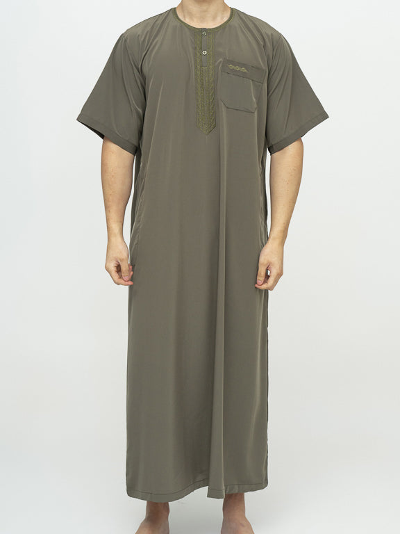 Qamis Marocain Manches Courtes premium - Kaki