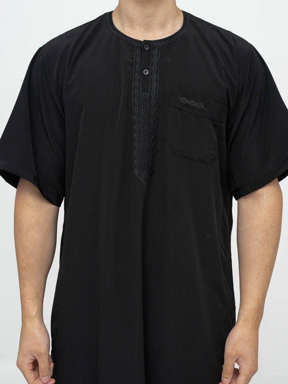 Qamis Marocain Manches Courtes premium - Noir