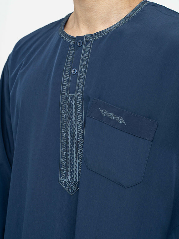 Qamis Marocain premium - Bleu marine