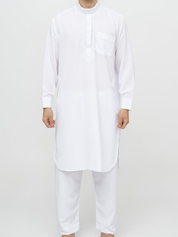 Ensemble Qamis Pakistanais Premium - Blanc