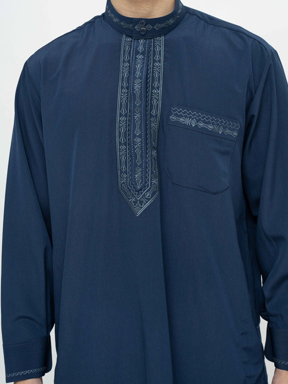 Ensemble Qamis Pakistanais Premium - Bleu marine
