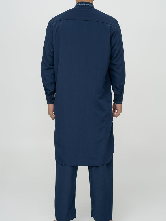 Ensemble Qamis Pakistanais Premium - Bleu marine
