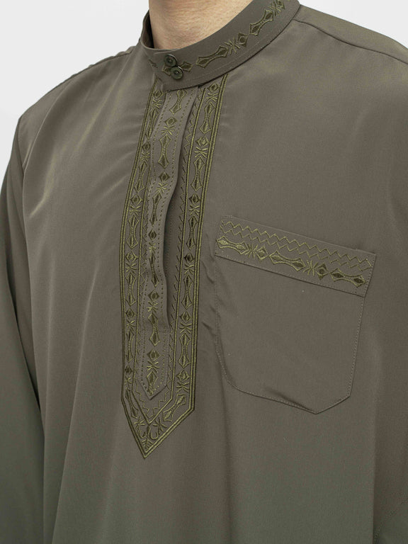 Ensemble Qamis Pakistanais Premium - Kaki