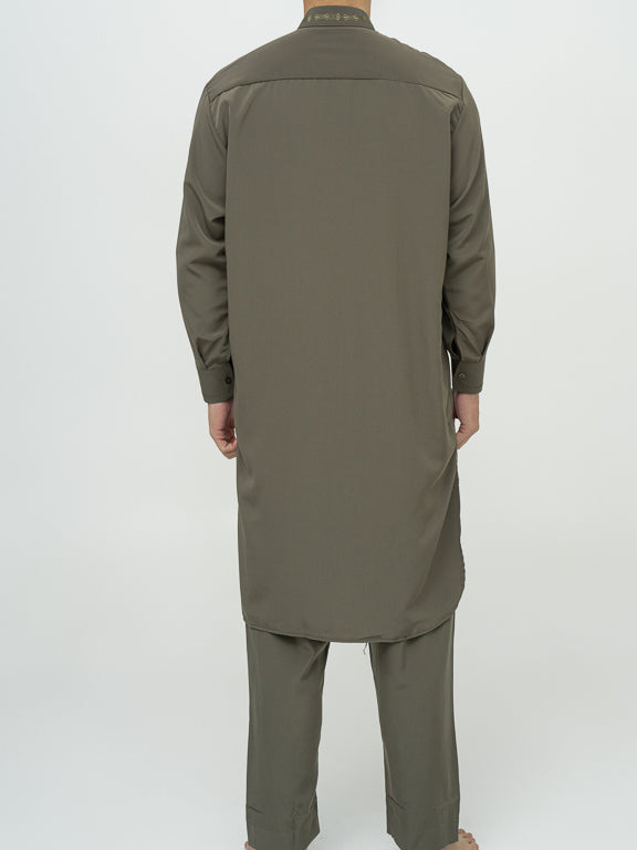 Ensemble Qamis Pakistanais Premium - Kaki