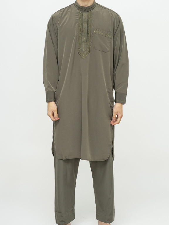 Ensemble Qamis Pakistanais Premium - Kaki