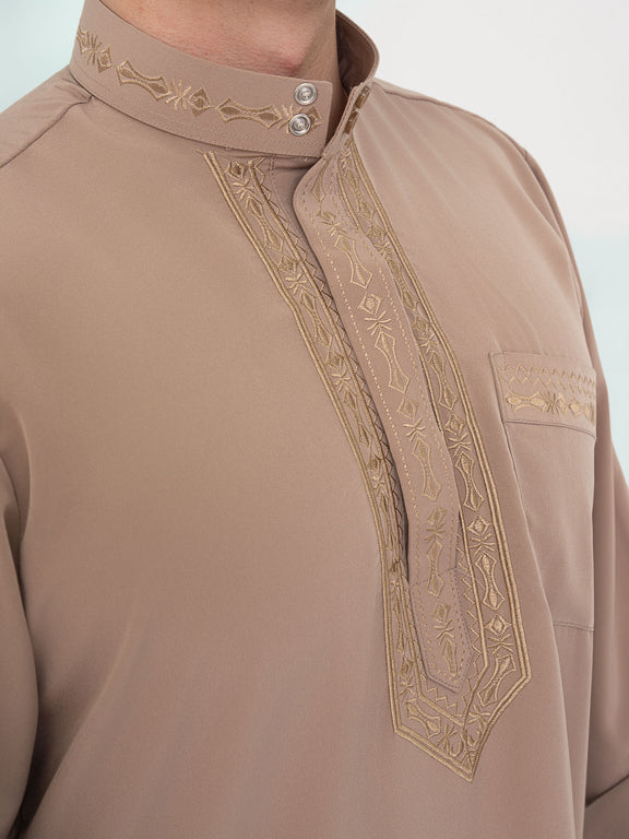 Ensemble Qamis Pakistanais Premium - Taupe