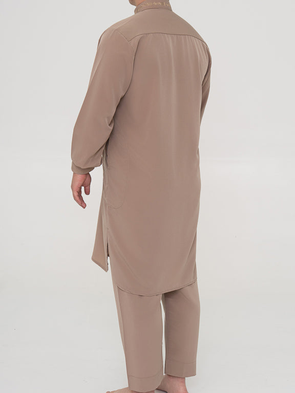 Ensemble Qamis Pakistanais Premium - Taupe