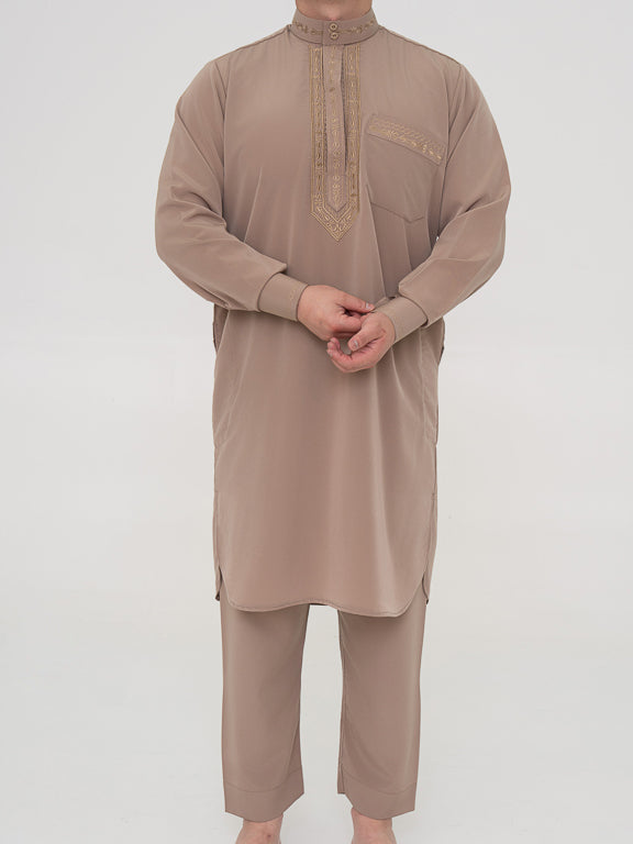 Ensemble Qamis Pakistanais Premium - Taupe