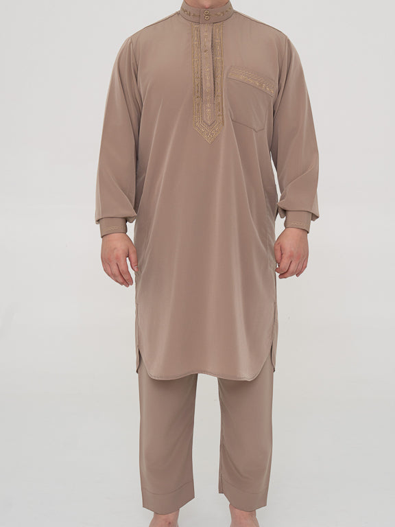 Ensemble Qamis Pakistanais Premium - Taupe