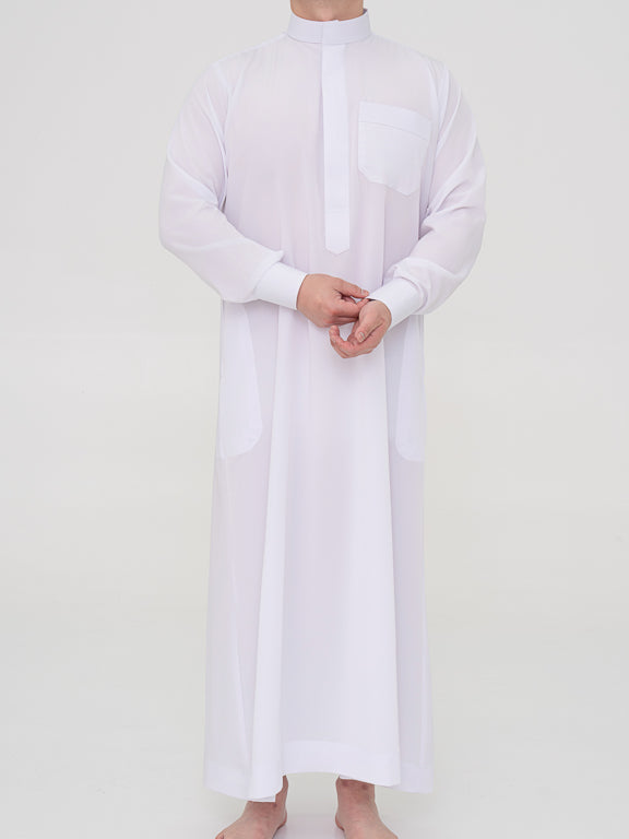 Qamis Saoudien Premium Manches rigides - Blanc