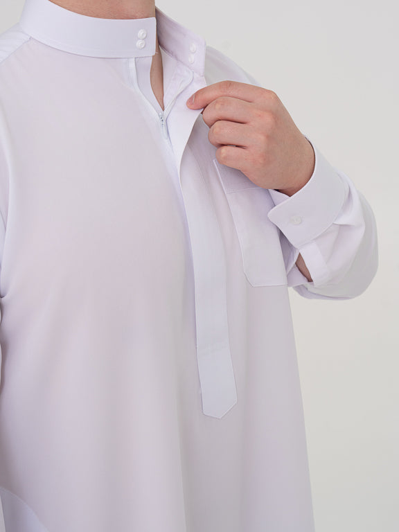 Qamis Saoudien Premium Manches rigides - Blanc