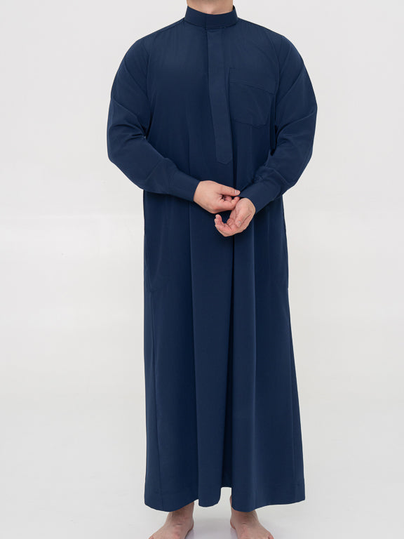 Qamis Saoudien Premium Manches rigides - Bleu marine