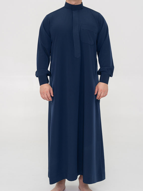 Qamis Saoudien Premium Manches rigides - Bleu marine