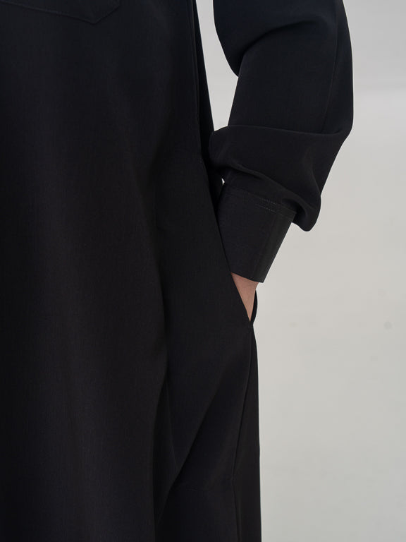 Qamis Saoudien Premium Manches rigides - Noir