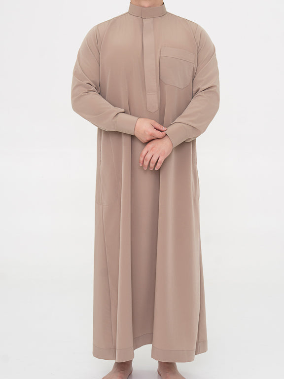Qamis Saoudien Premium Manches rigides - Taupe