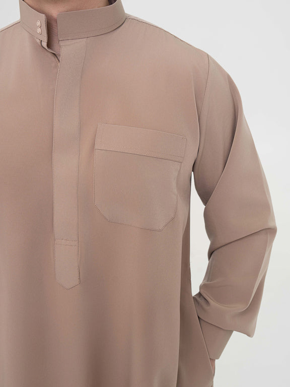 Qamis Saoudien Premium Manches rigides - Taupe