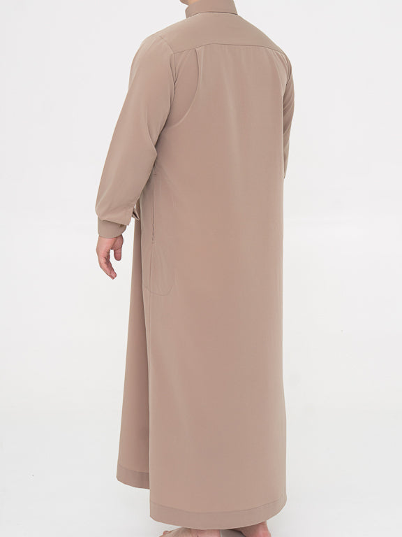 Qamis Saoudien Premium Manches rigides - Taupe