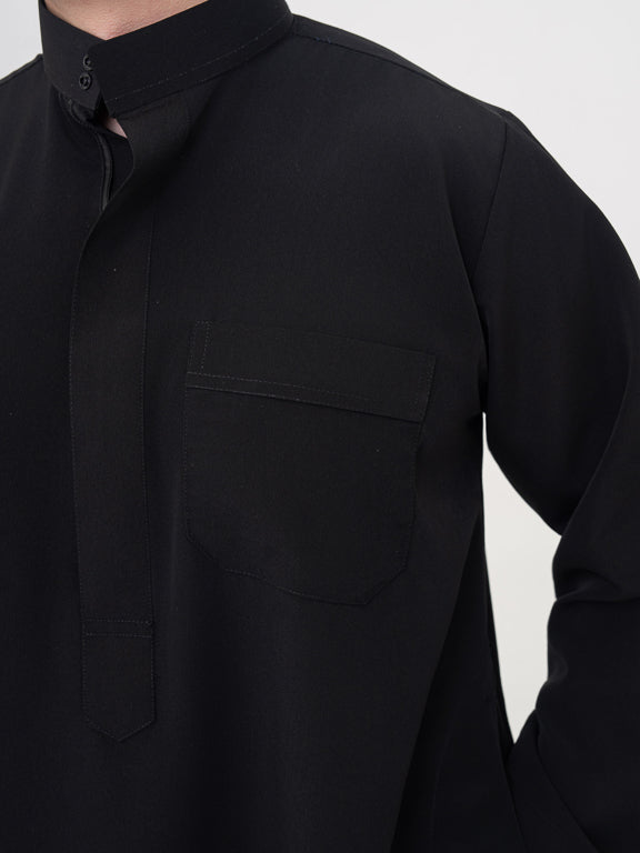 Qamis Saoudien Premium Manches simple - Noir