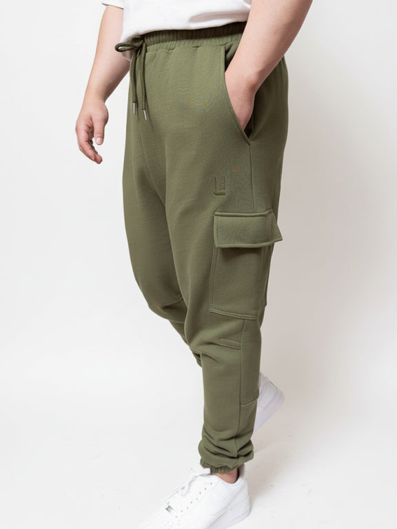 Sarouel cargo 100% coton - Kaki