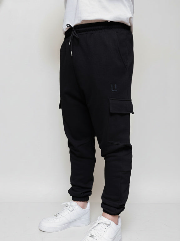 Sarouel cargo 100% coton - Noir